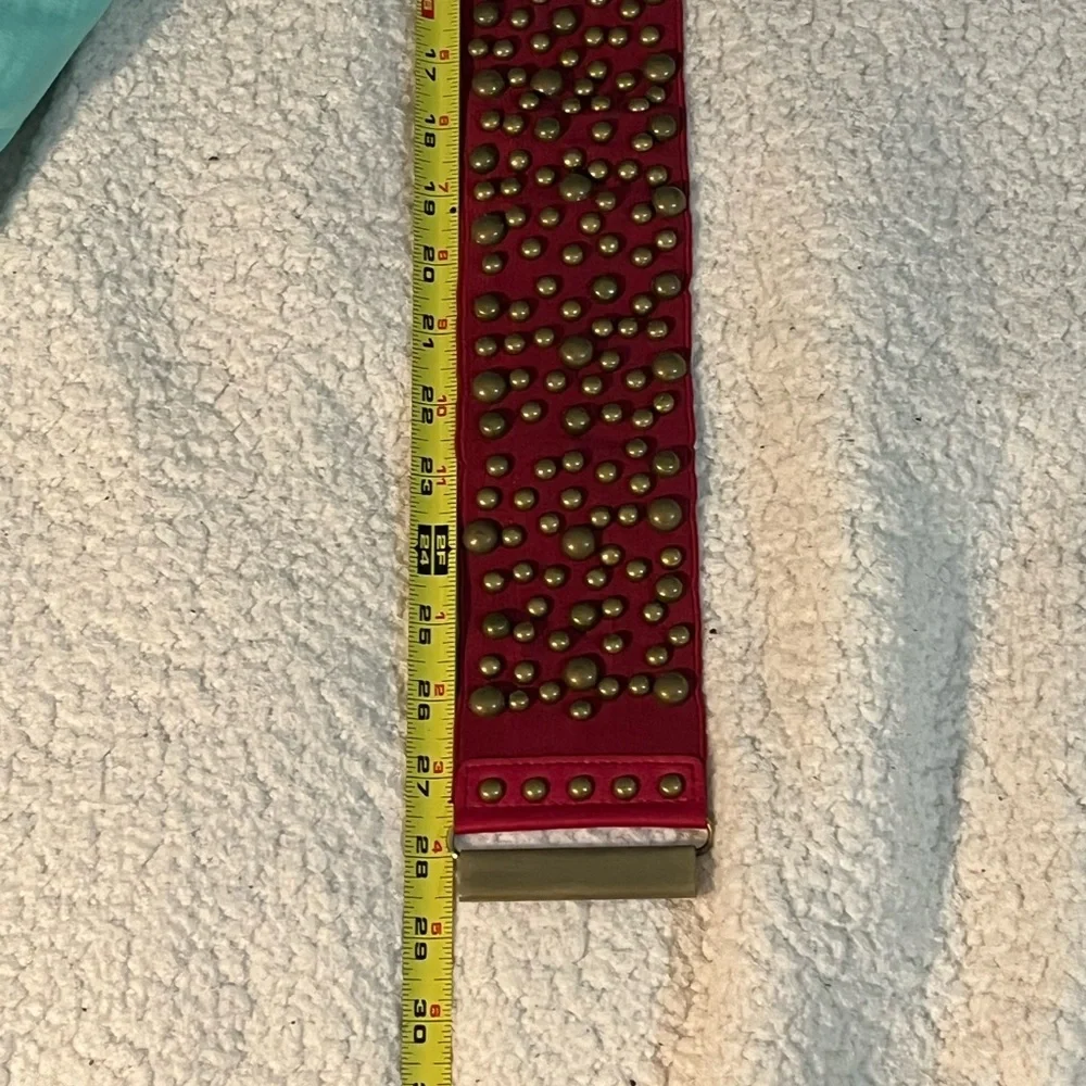 Vintage Studded Stretch Retro Red Belt - Picture 9 of 13